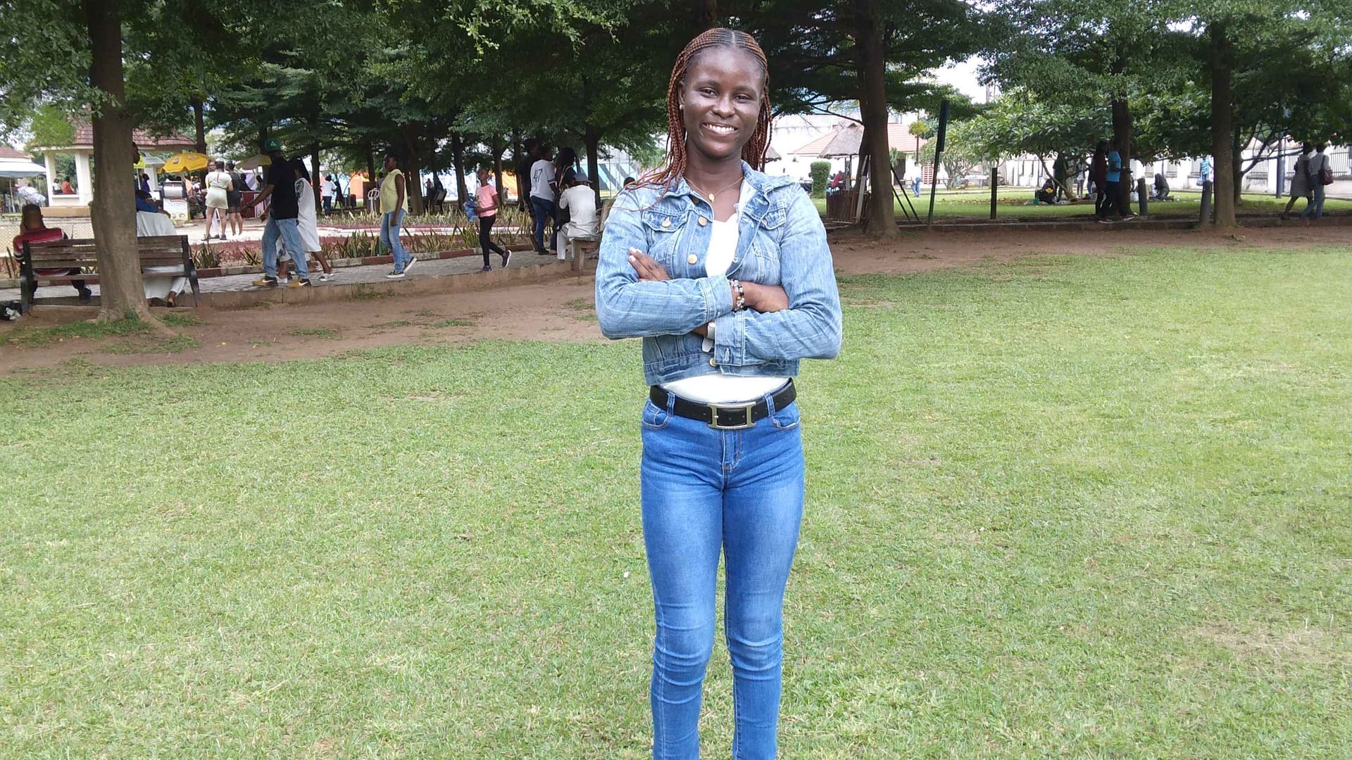 Took a picture on mother's day, I feel happy because the picture was taken by my mother ,I appreciate her cos she asked me to give my best smile and I did ,this Was an event at a park named ndubisi park 😊 it was fun