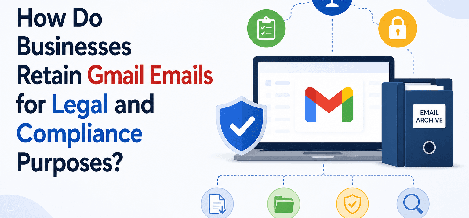 How do businesses retain Gmail emails for legal and compliance purposes?